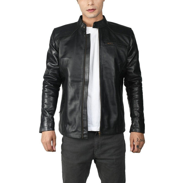 Taj Signature PAMTION BLACK JACKET Biker Leather Jacket