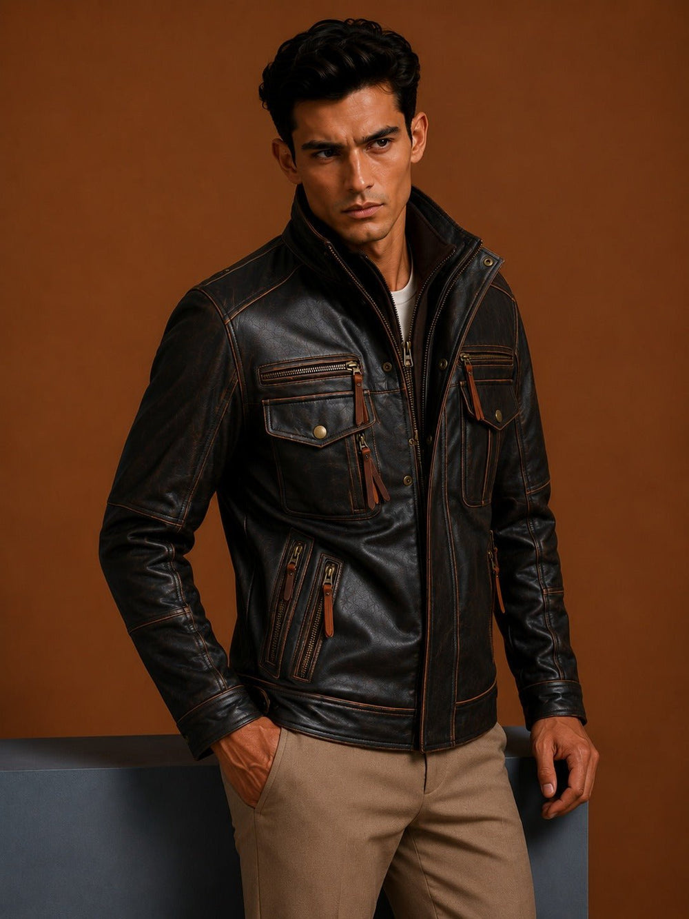 Taj Signature Pandom Rubbuf Leather Jacket