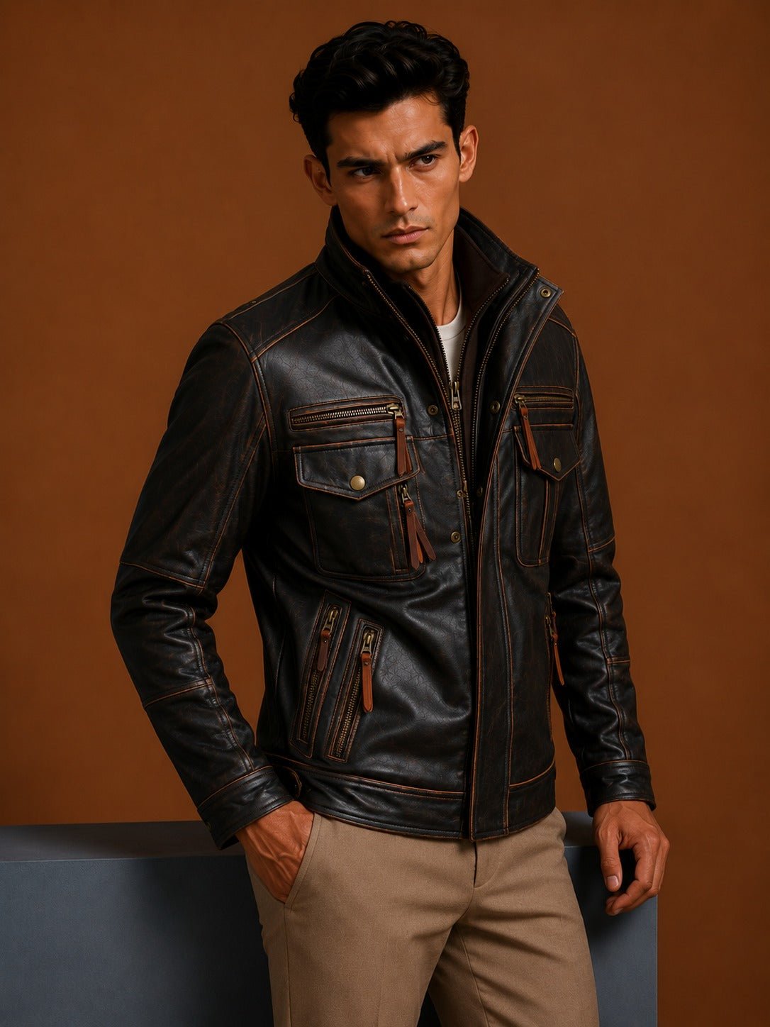 Taj Signature Pandom Rubbuf Leather Jacket