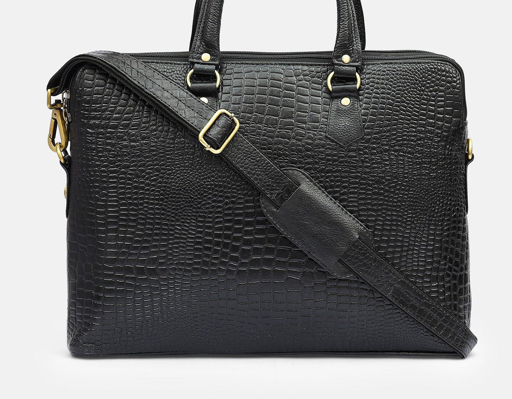 Taj Signature Phanter Croco Leather Laptop Bag