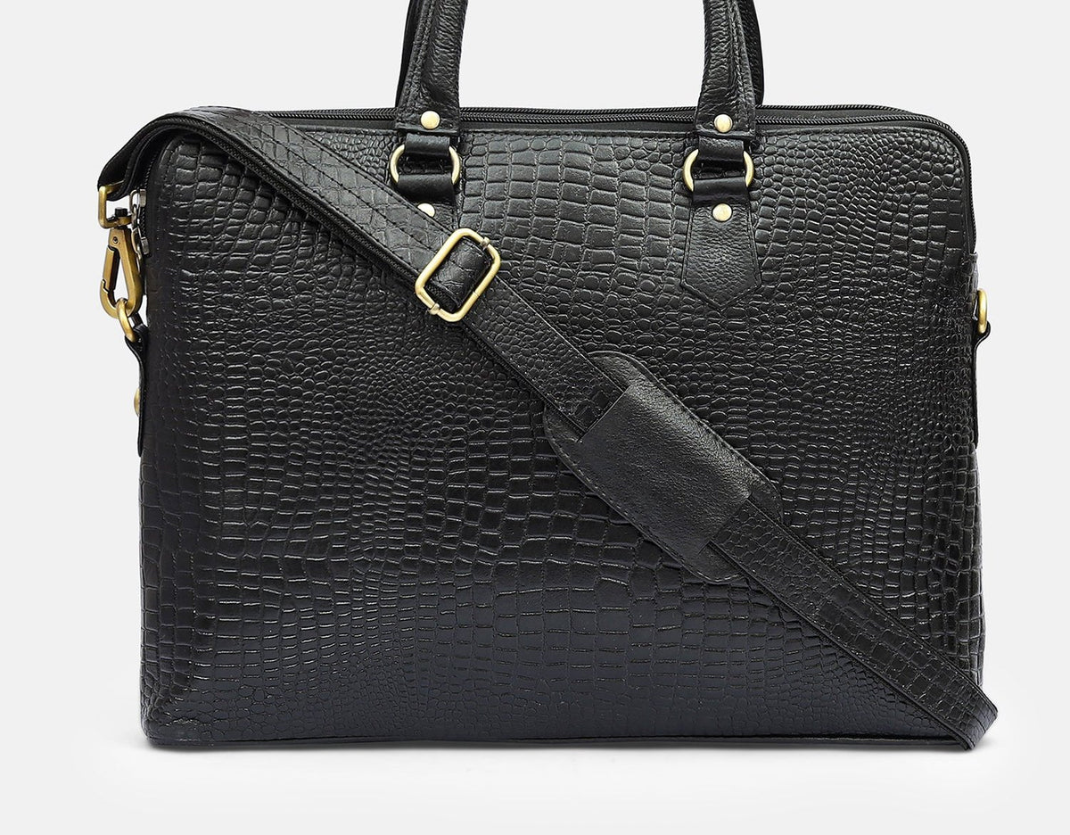 Taj Signature Phanter Croco Leather Laptop Bag