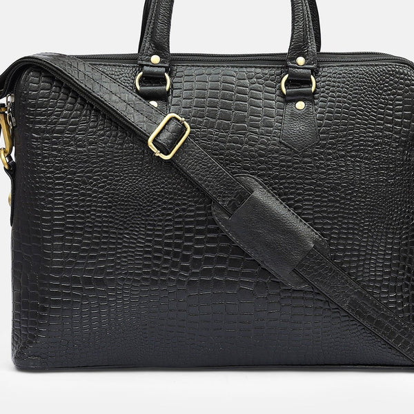 Taj Signature Phanter Croco Leather Laptop Bag