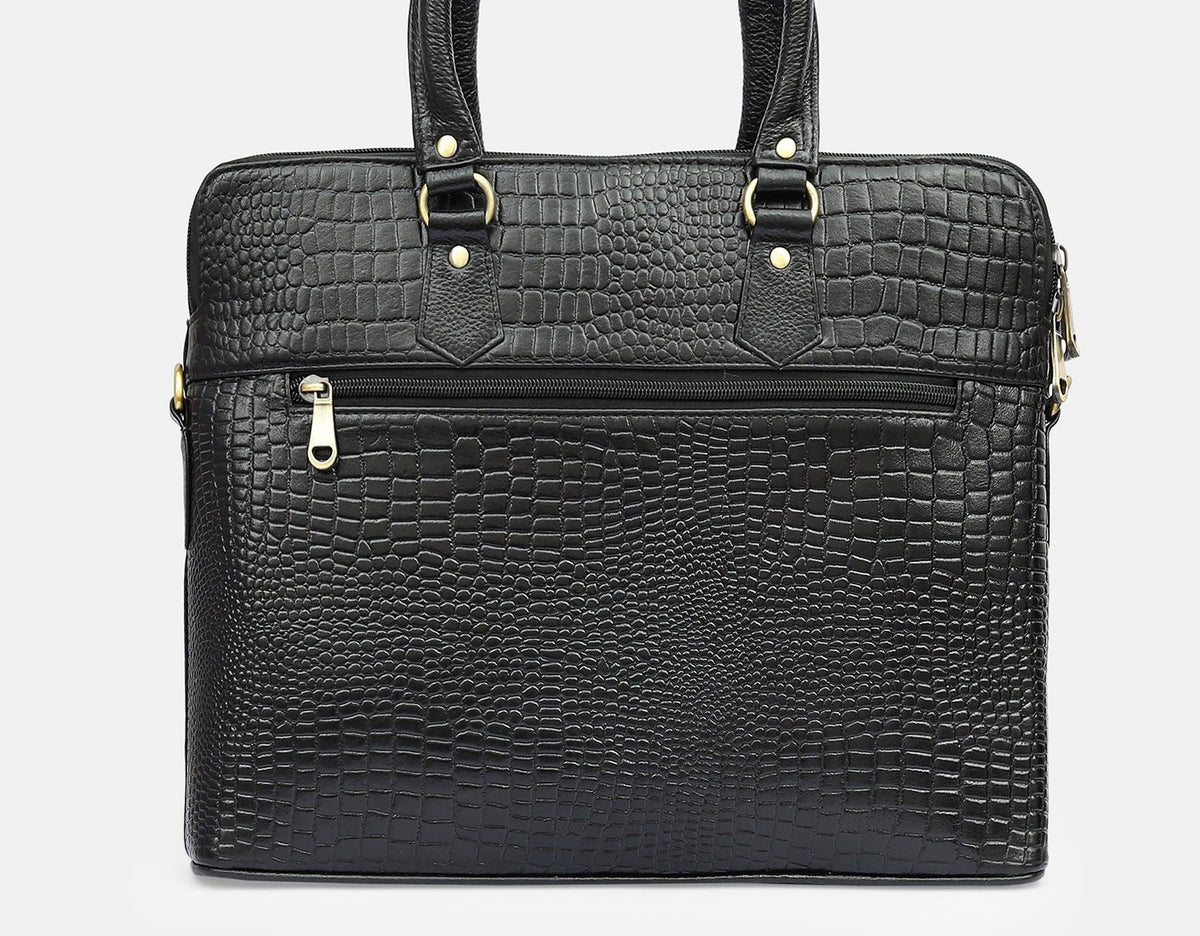 Taj Signature Phanter Croco Leather Laptop Bag