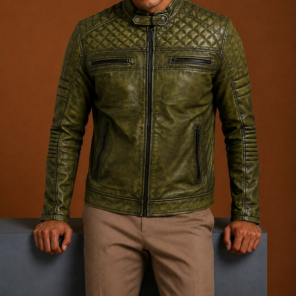 Taj Signature Quilted Leather Biker Jacket Leather Jacket