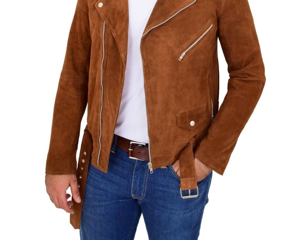 Taj Signature Relok Brown Suede Leather Jacket Biker