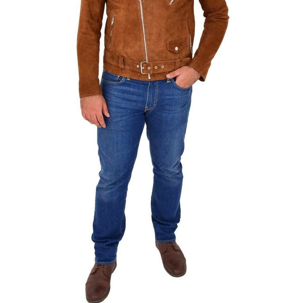 Taj Signature Relok Brown Suede Leather Jacket Biker