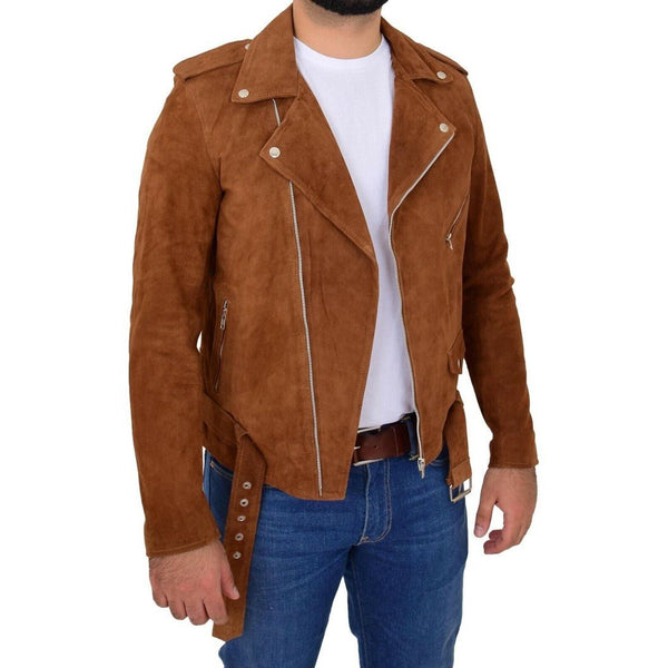 Taj Signature Relok Brown Suede Leather Jacket Biker