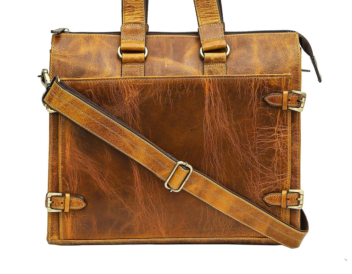 Taj Signature Remon 4 Buckle Crunch Leather Bag Leather Jacket