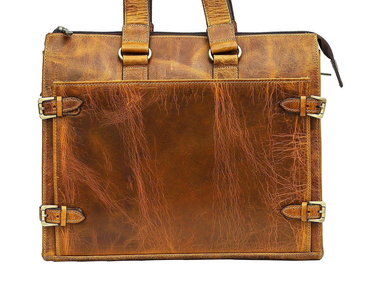 Taj Signature Remon 4 Buckle Crunch Leather Bag Leather Jacket