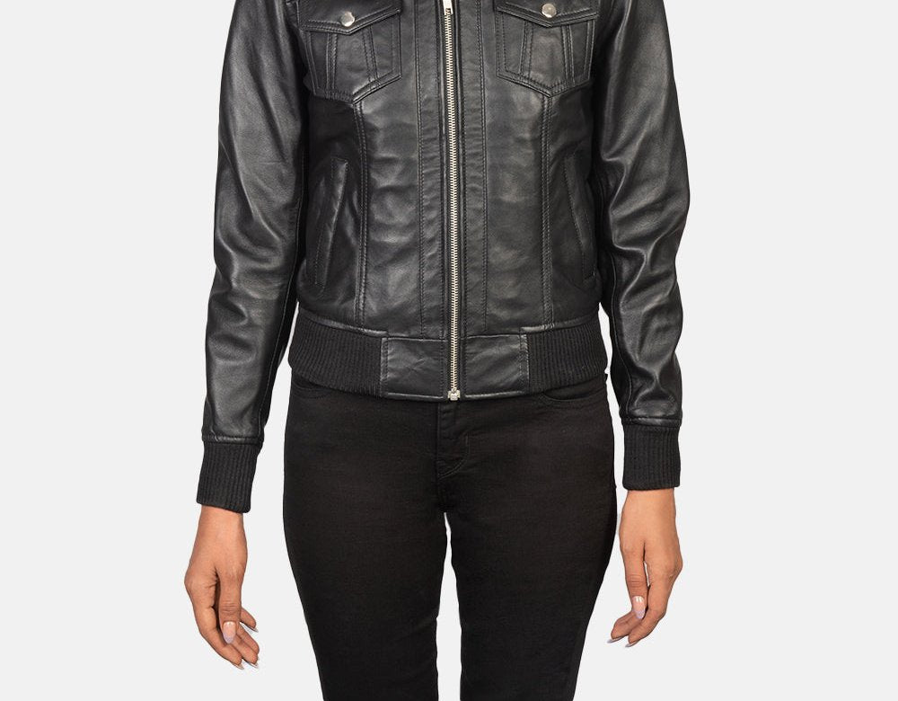 Taj Signature Roslyn Hooded Leather Bomber Jacket