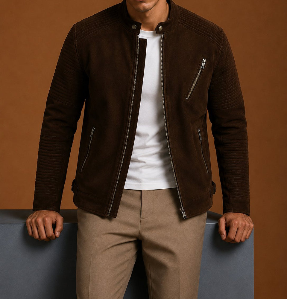 Taj Signature Saint Suede Leather Biker Jacket Leather Jacket