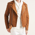 Taj Signature Todar Tan Suede Leather Jacket Biker
