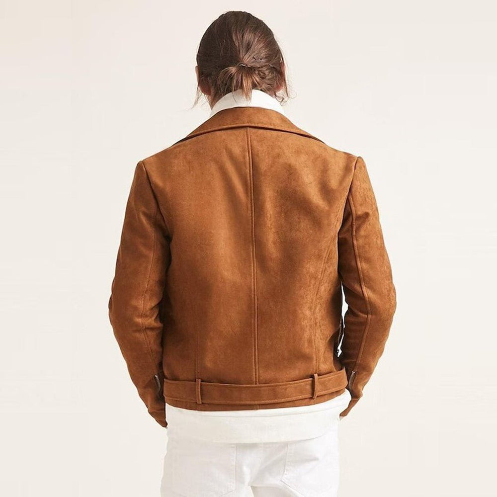 Taj Signature Todar Tan Suede Leather Jacket Biker