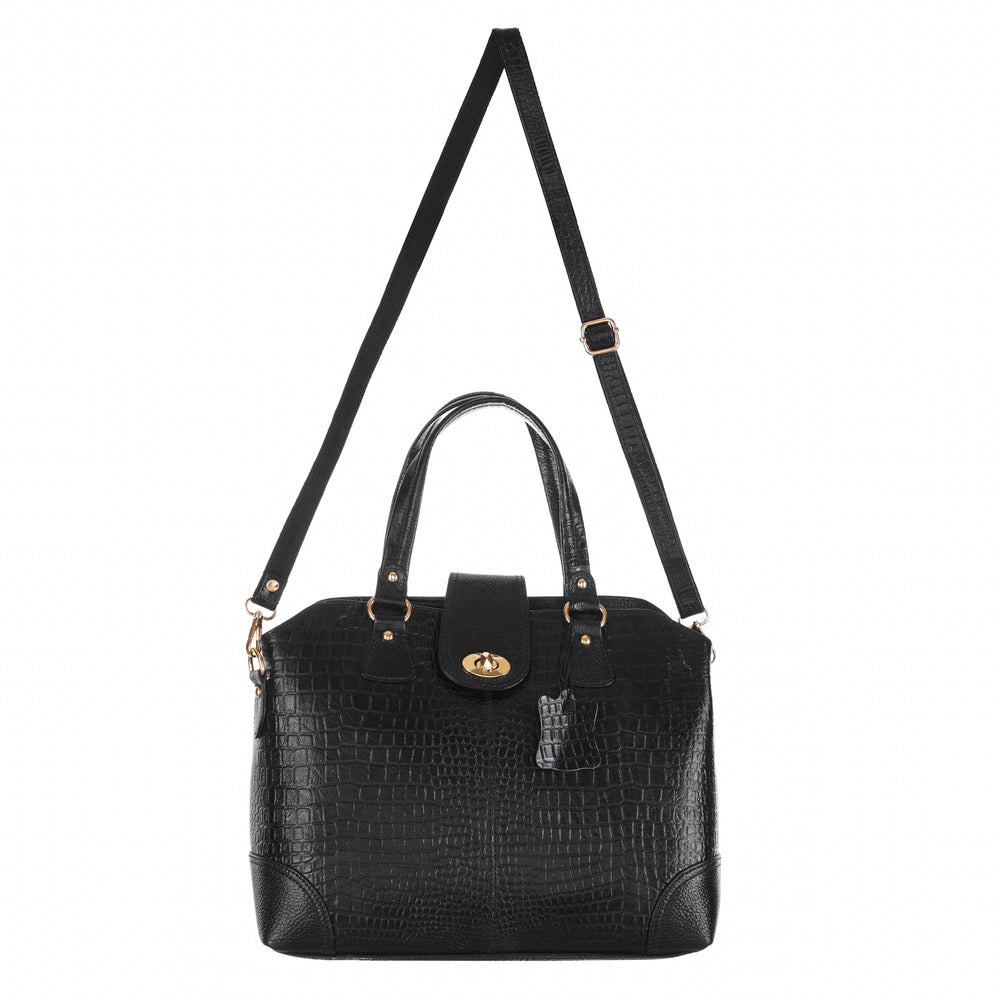 Women's Luxury Leather Shoulder Crossbody Handbag - Crocodile Pattern Stylish Bag