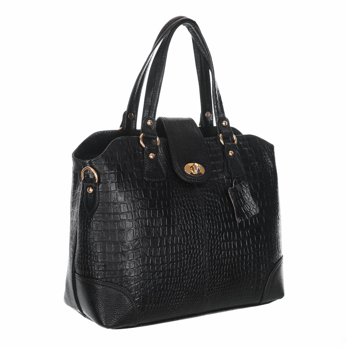Women's Luxury Leather Shoulder Crossbody Handbag - Crocodile Pattern Stylish Bag