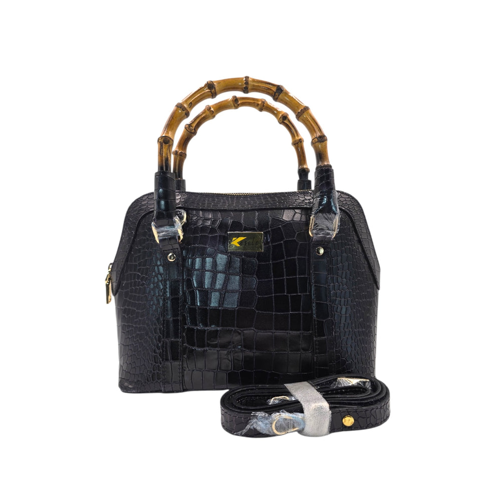 Genuine Leather Handbags with Bamboo handle for Women - Multi-Style Tote, Crossbody, and Top Handle Bag.