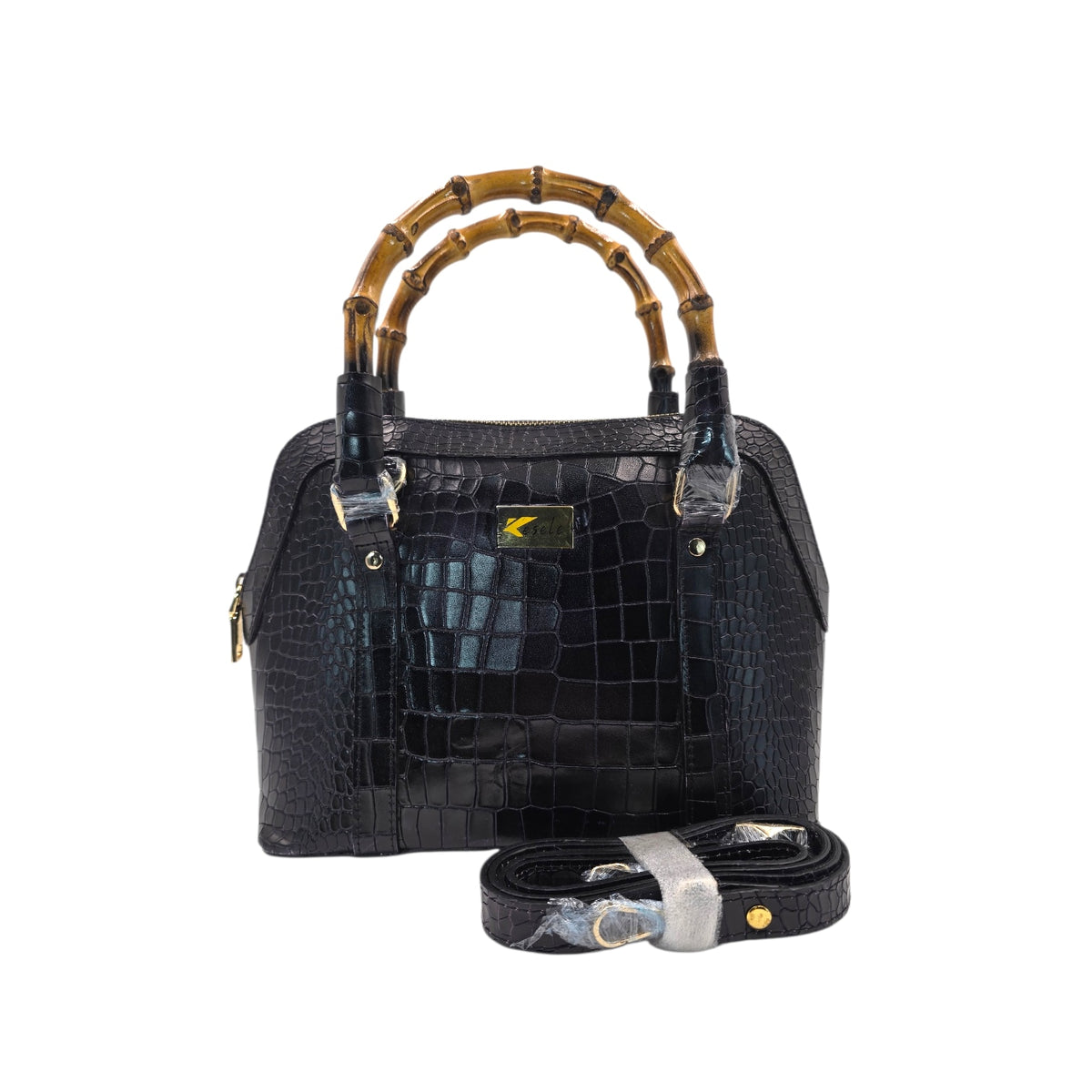 Genuine Leather Handbags with Bamboo handle for Women - Multi-Style Tote, Crossbody, and Top Handle Bag.