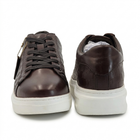 Men's Dark Brown Textured Low-Top Leather Sneakers