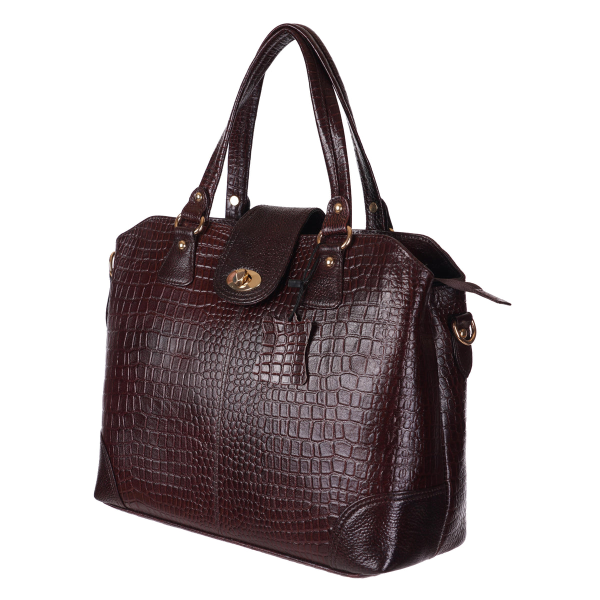 Women's Luxury Leather Shoulder Crossbody Handbag - Crocodile Pattern Stylish Bag