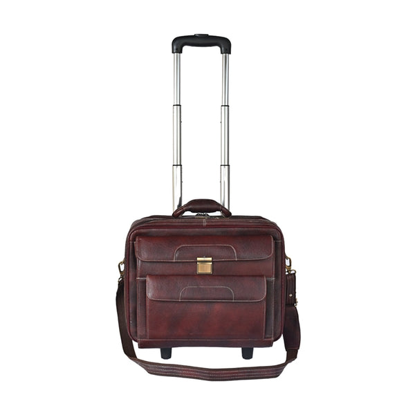 Taj Leather Trolly Suitcase Bag - 100% Leather