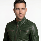 Bumper Green Leather Jacket GGREEN