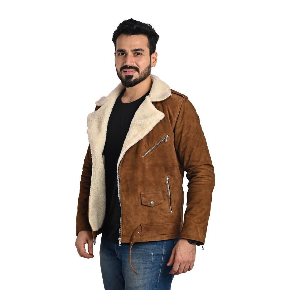 Suede Leather Jacket Tan Brown