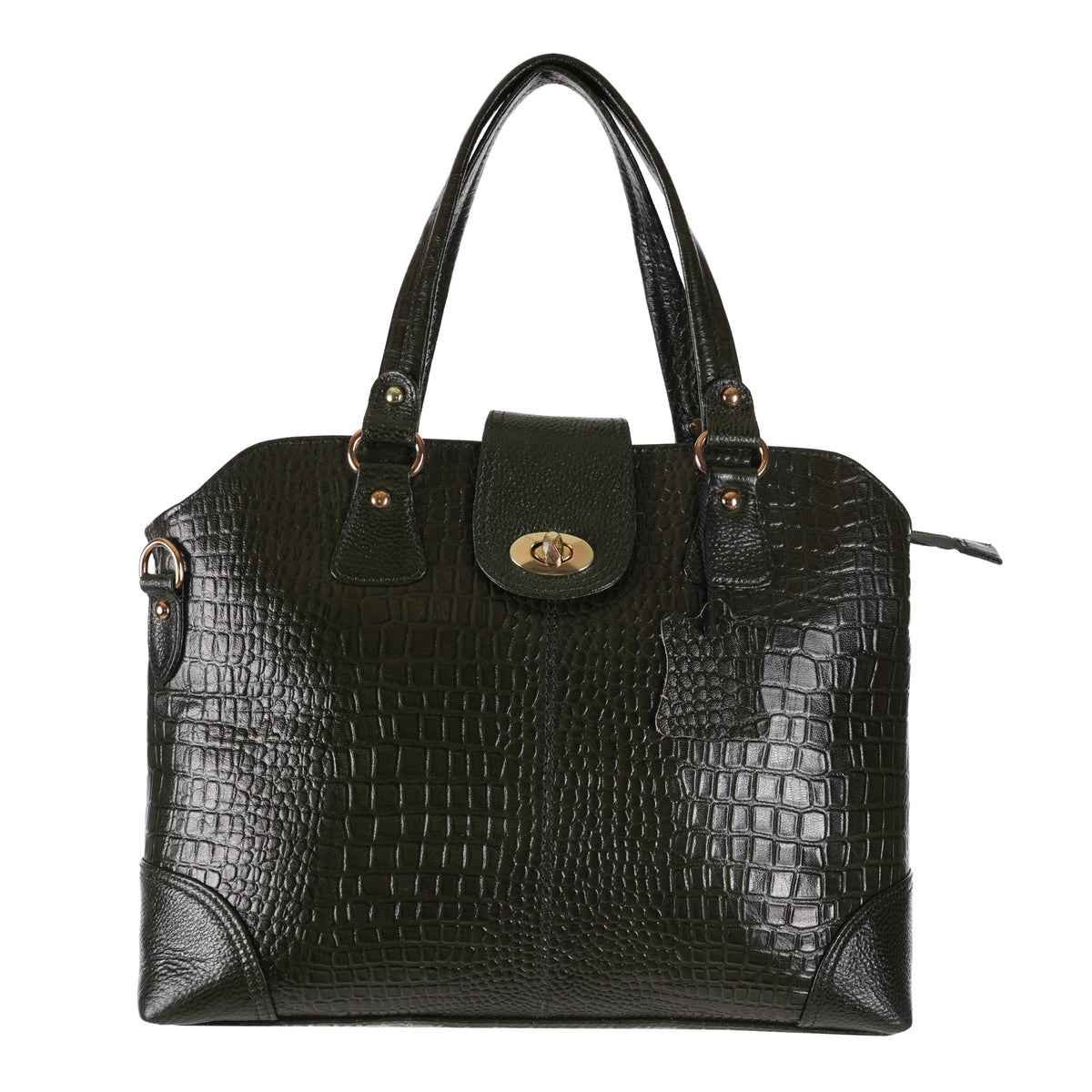 Women's Luxury Leather Shoulder Crossbody Handbag - Crocodile Pattern Stylish Bag