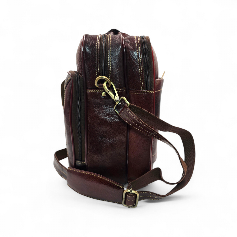 Genuine Leather Double Fold Laptop Bag for Men - Office Bag - Fits Up to 14/15.6/17 Inch.