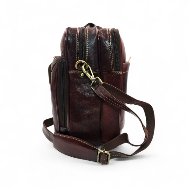 Genuine Leather Double Fold Laptop Bag for Men - Office Bag - Fits Up to 14/15.6/17 Inch.