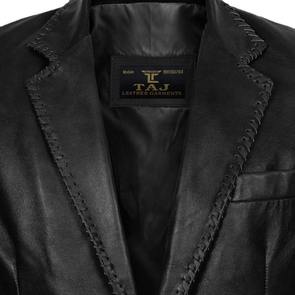 Men's Black Leather Coat - Premium Quality by Taj Leather