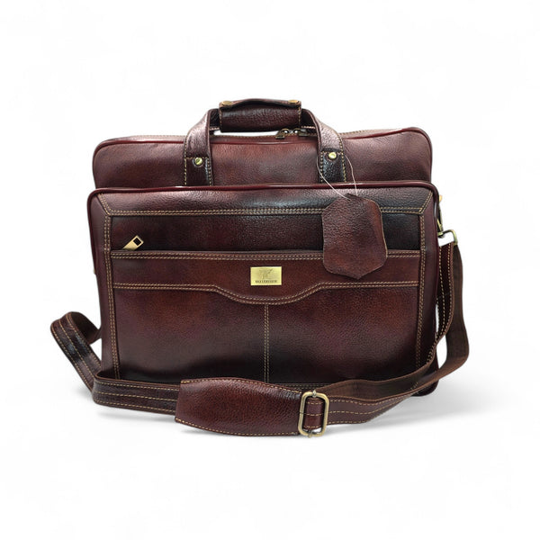 Genuine Leather Double Fold Laptop Bag for Men - Office Bag - Fits Up to 14/15.6/17 Inch.