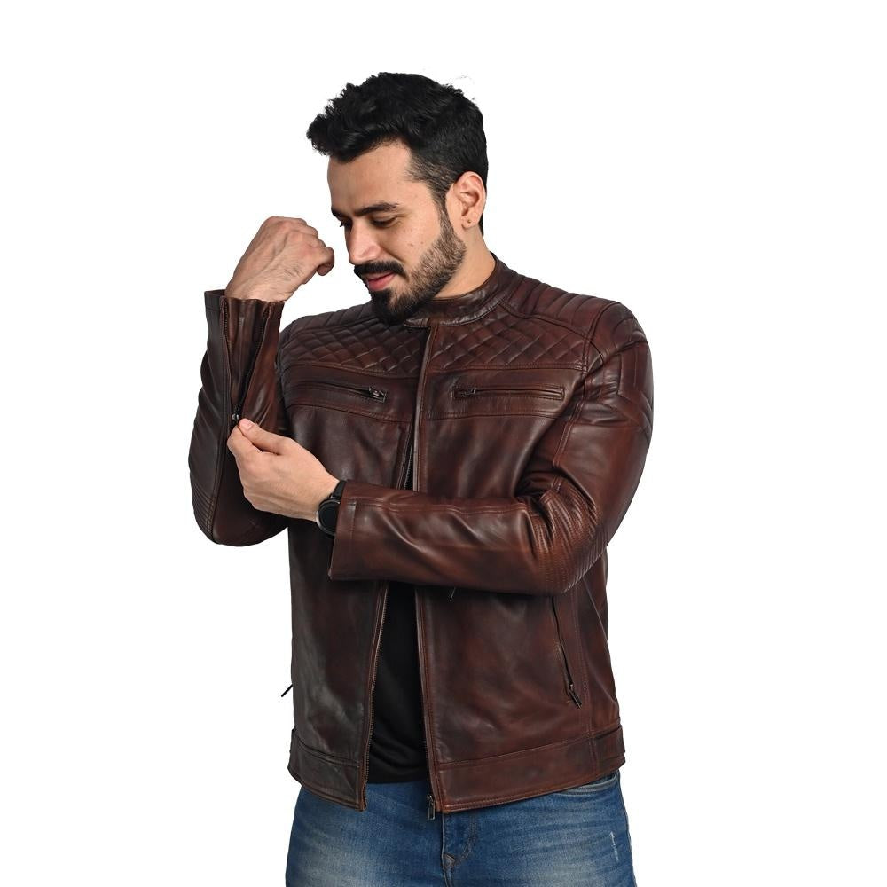 D-Design Leather Jacket by Taj Leather - Men's Fashion Statement