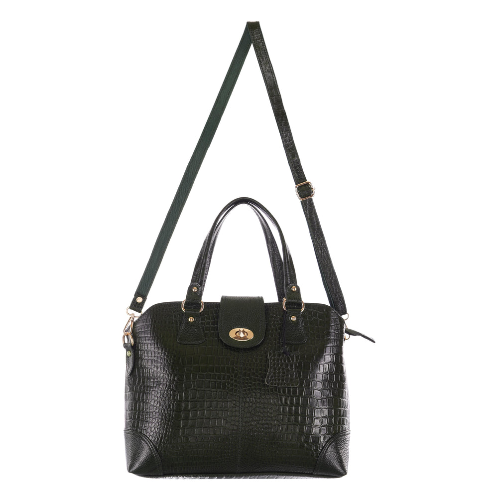 Women's Luxury Leather Shoulder Crossbody Handbag - Crocodile Pattern Stylish Bag