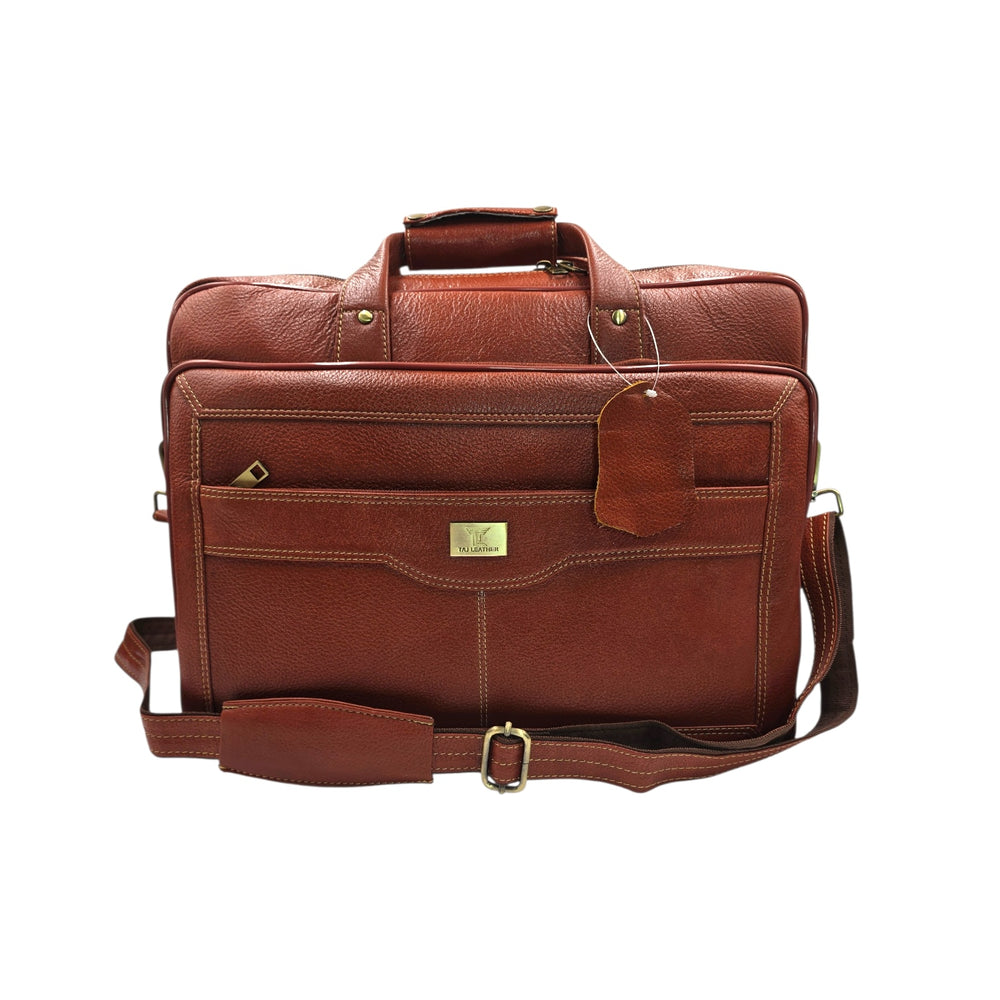 Genuine Leather Double Fold Laptop Bag for Men - Office Bag - Fits Up to 14/15.6/17 Inch.