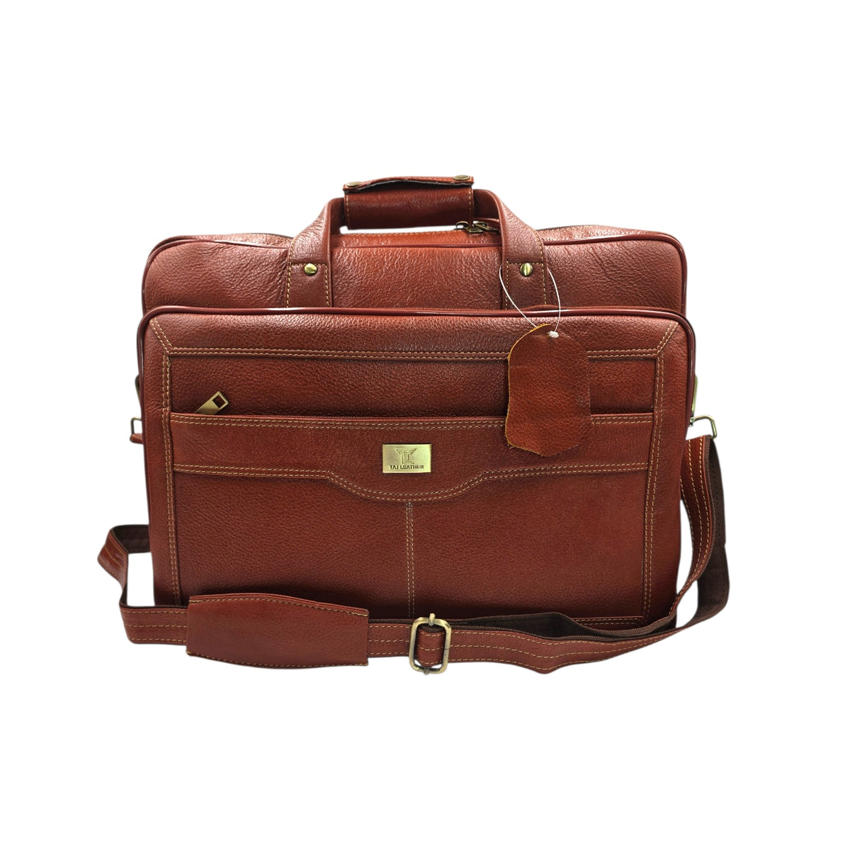 Genuine Leather Double Fold Laptop Bag for Men - Office Bag - Fits Up to 14/15.6/17 Inch.