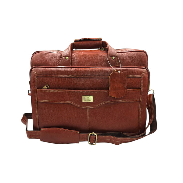 Genuine Leather Double Fold Laptop Bag for Men - Office Bag - Fits Up to 14/15.6/17 Inch.