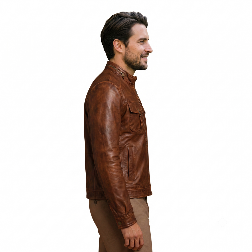 Edinburgh Tan Brown Leather jacket TEN BROWN