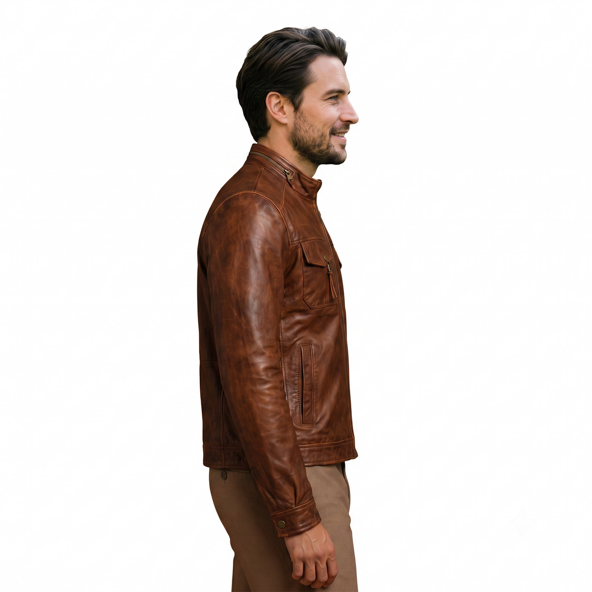 Edinburgh Tan Brown Leather jacket TEN BROWN