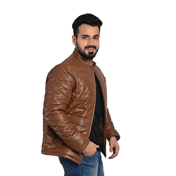 Men's Puffer Leather Jacket – 100% Pure Leather – Handmade Craftsmanship