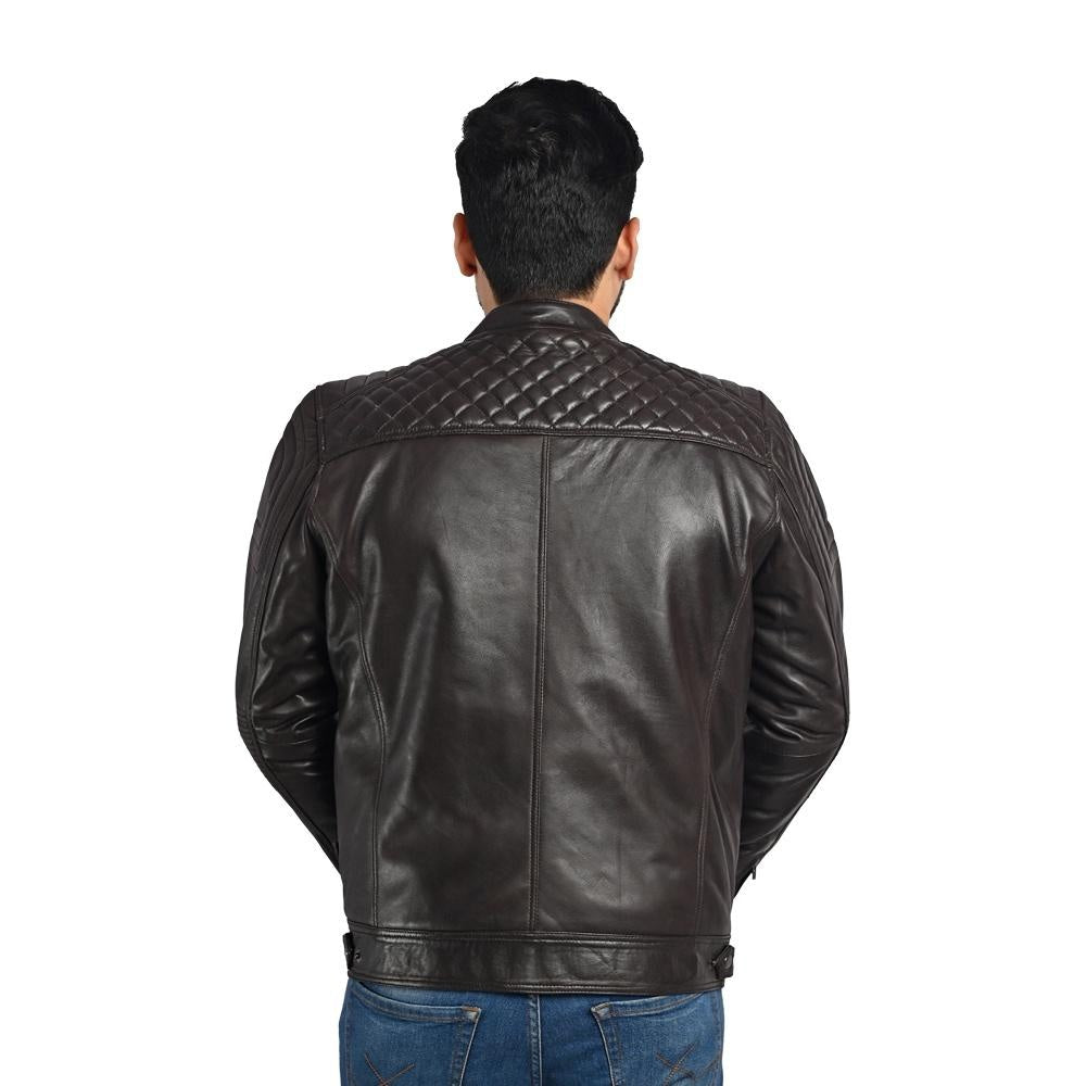D-Design Leather Jacket by Taj Leather - Dark Brown