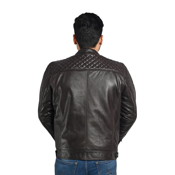 D-Design Leather Jacket by Taj Leather - Dark Brown