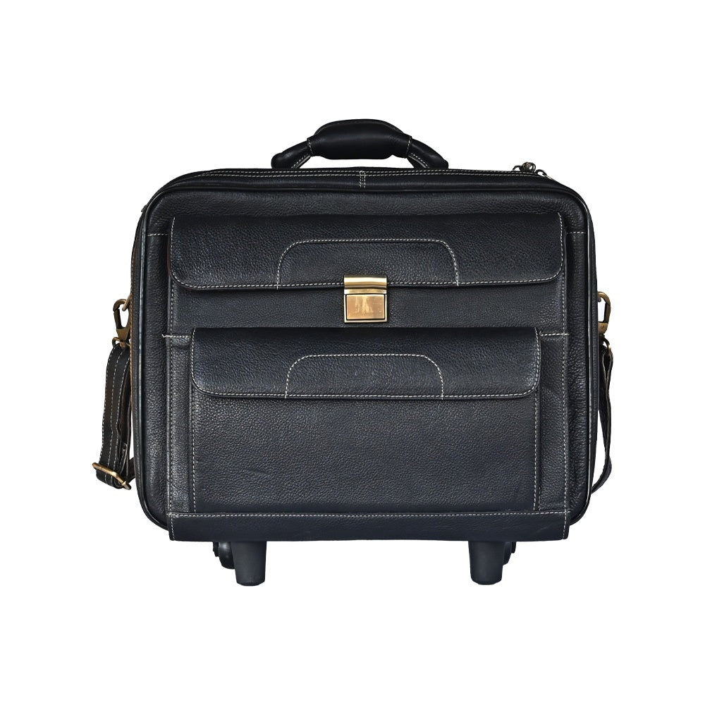 Taj Leather Trolly Suitcase Bag - 100% Leather